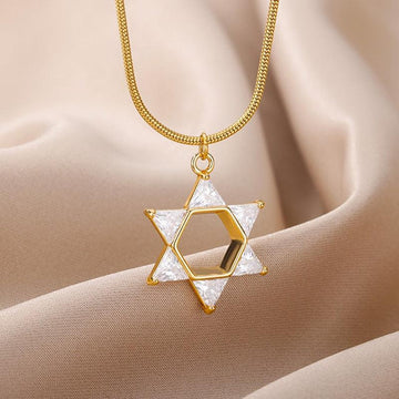 NEW Mogan Star of David Stainless Steel Chain Pendant Necklaces for Women and Men - The Jewellery Supermarket